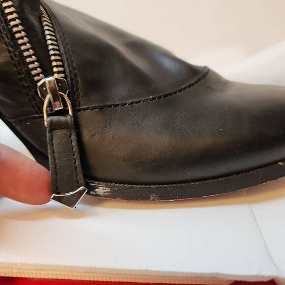 ALDO Booties Size 8.5 Black Full Side Zip Close Toe Open Heel Back One Strap - Picture 6 of 9